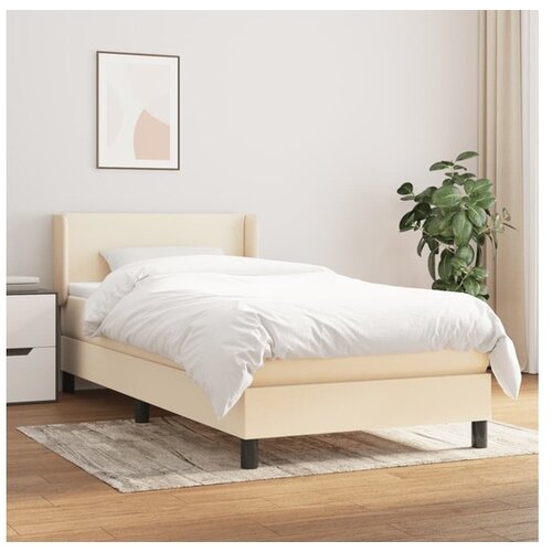VidaXL Krevet s oprugama i madracem krem 90 x 190 cm od tkanine Slike