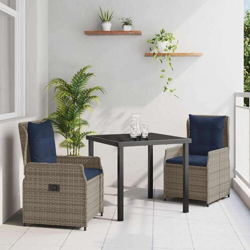 VidaXL komplet za jedilnico v vrtu 3 pcs siva poly ratan Slike