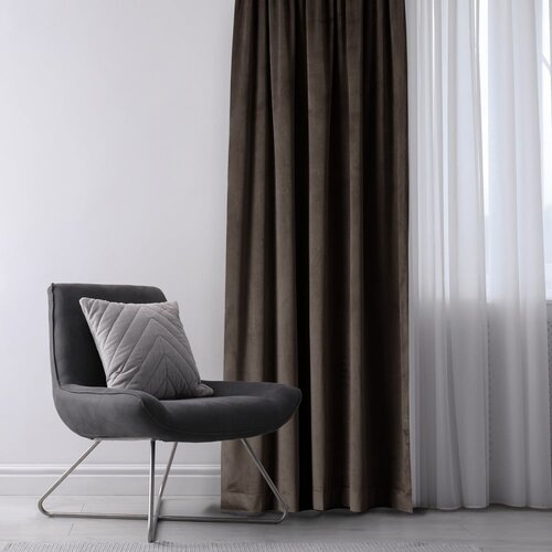 Restilo Smeđa zavjesa za djelomično zamračenje od samta 140x270 cm Eyelets &amp;ndash; Slike