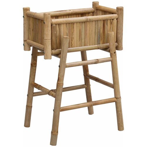  Vrtni saksija s držačem Prirodna 50 x 38 x 74 cm Bambus Slike