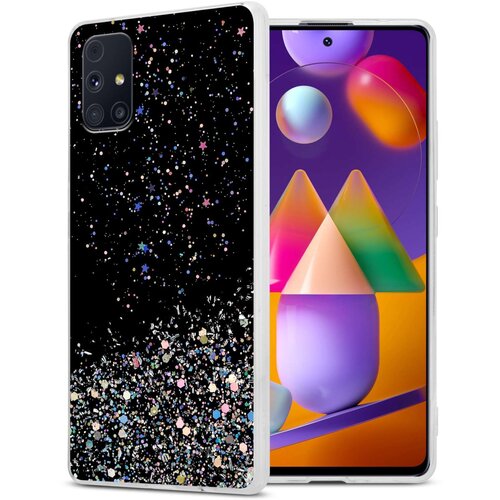 Cadorabo Ohišje, združljivo z Samsung Galaxy M31s in črna z bleščicami - Zaščitni ovitek iz prožnega silikona TPU s svetlečimi bleščicami, (20860095) Cene
