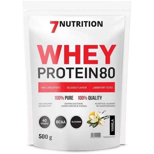 7NUTRITION Whey Protein 80%, Vanila, 500g Slike