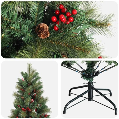  Umjetno božićno drvce s nogom 150 cm PVC i metal Zelena - 150 cm bez LED svjetala Slike