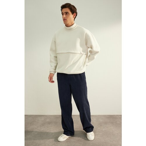 Trendyol Limited Edition Stones Men's Oversize/Wide-Cut Stand-Up Collar Loose fit Sweatshirt with Label Fleece Inside. Slike