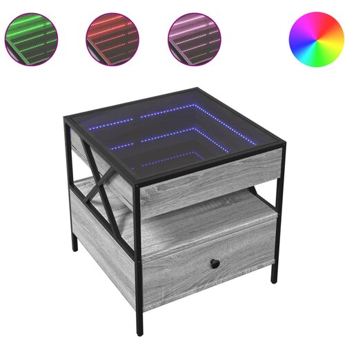 Maison Chic Klubska mizica - kavna mizica - Nizka mizica z neskončnimi LED siva sonoma 50x50x51 cm, (21752201) Cene