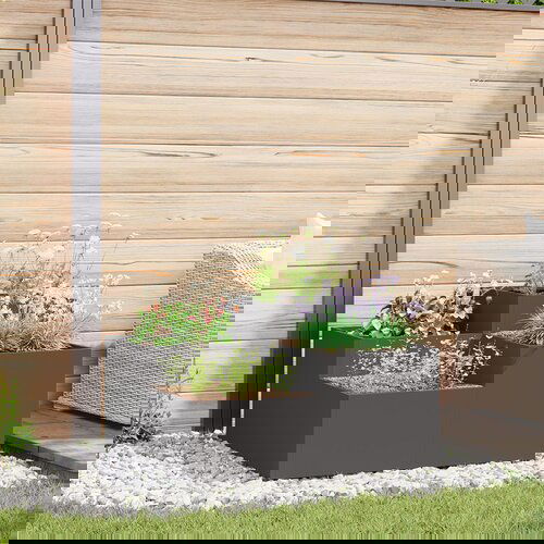 VidaXL Vrtna sadilica Crna Čelični lim 100 x 100 x 48 cm Sadilice Slike