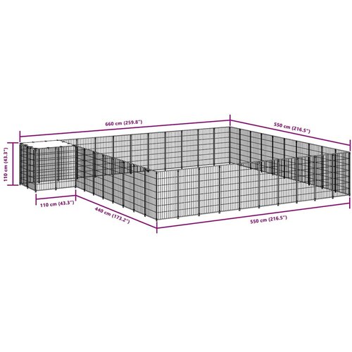  Kavez za pse crni 31,46 m&amp;sup2; čelični Slike