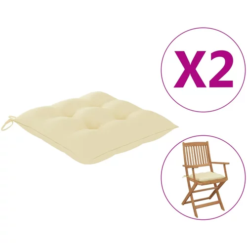 vidaXL Jastuci za stolice 2 kom krem bijeli 40 x 40 x 7 cm od tkanine