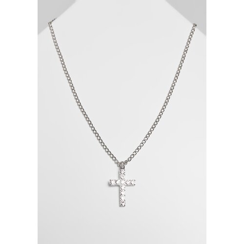 Urban Classics Necklace with diamond cross - silver color Slike