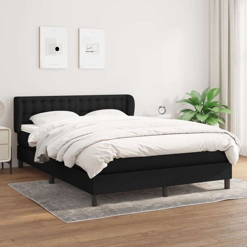  Box spring postelja z vzmetnico črna 140x200 cm blago, (20896755) Cene