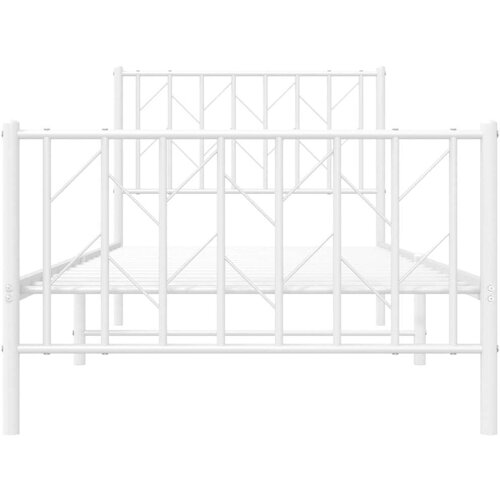 VidaXL Metalni okvir kreveta s uzglavljem i podnožjem bijeli 90x200 cm Slike