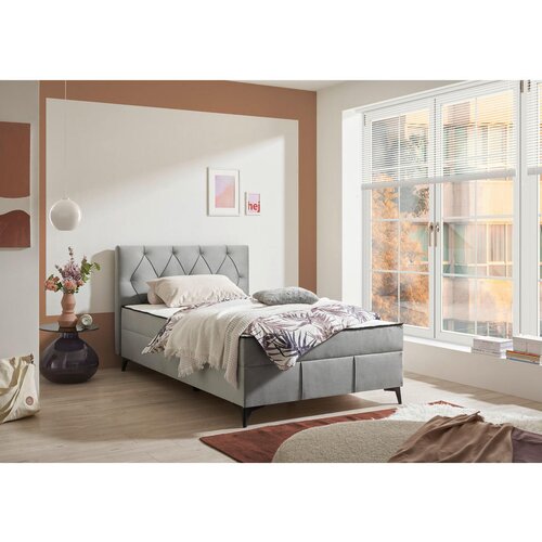 MID.YOU POSTELJA Z VZMETNICO 120 cm x 200 cm , tekstil, leseni material siva Cene