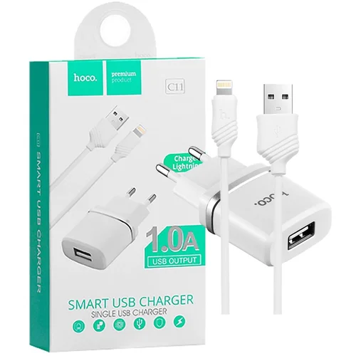 hoco. Punjač kućni sa Lightning kabelom, 1.0 A – C11 Smart single USB, Lightning