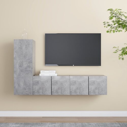 The Living Store Komplet TV omaric 3-delni betonsko siva iverna plošča - Komplet TV Omaric, (21434392) Cene