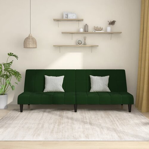 The Living Store Kavč dvosed z ležiščem temno zelen žamet - Raztegljiv Kavč, (21447941) Cene
