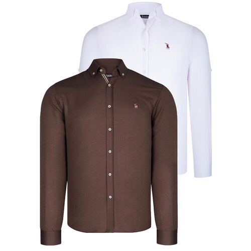 Dewberry DUAL SET G674 MENS SHIRTS-WHITE-EARTH Slike