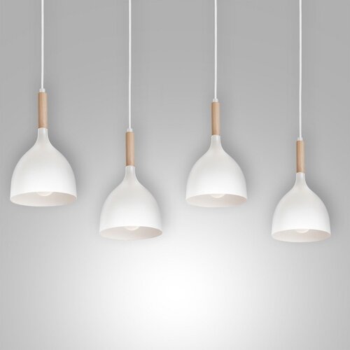  Luster na sajli NOAK WOOD 4xE27/15W/230V bela/bukva Slike