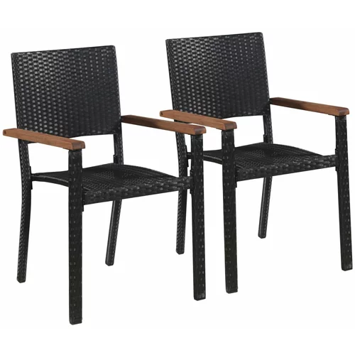 vidaXL Zunanji stoli 2 kosa poli ratan črne barve, (20592360)