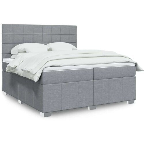VidaXL Krevet s oprugama i madracem svjetlosivi 200 x 200cm od tkanine Slike