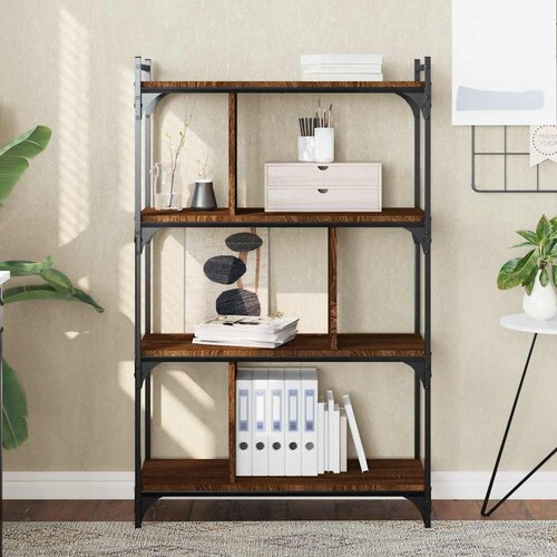  Regal za knjige 4 razine smeđa boja hrasta 76x32x123 cm drveni Cene