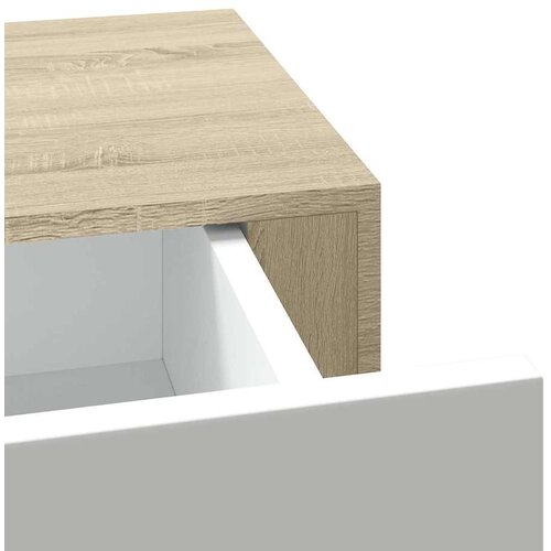  Zidne police s ladicom 2 kom hrast i bijele 40x23,5x10 cm MDF Slike