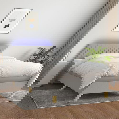The Living Store Box spring postelja z vzmetnico LED sv. siva 100x200 cm blago - Box Spring Postelja, (21515966) Slike