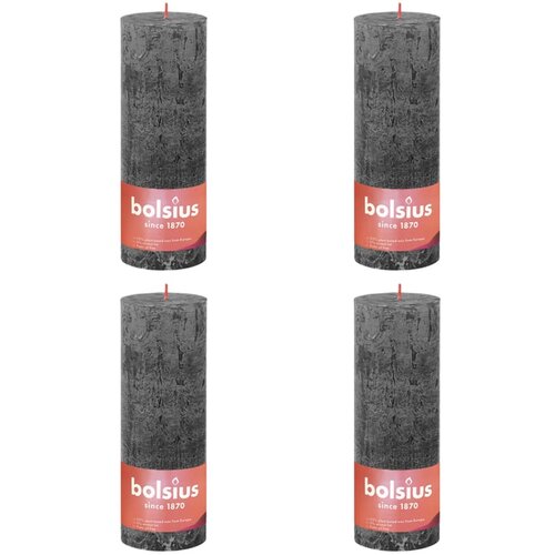 Bolsius rustične debele svijeće Shine 4 kom 190 x 68 mm oblačno sive Slike