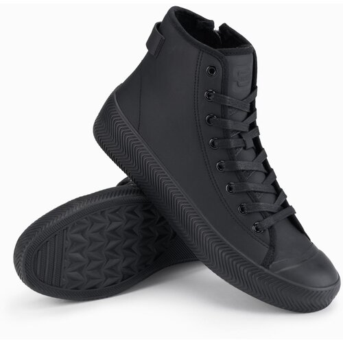 Ombre Men&amp;#039;s high top sneakers with zipper for easy donning - black Slike