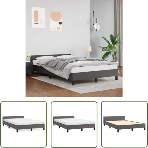 The Living Store Posteljni okvir z vzglavjem brez vzmetnice siv 120x200 cm - Posteljni Okvir Z Vzglavjem, (21737514) Cene