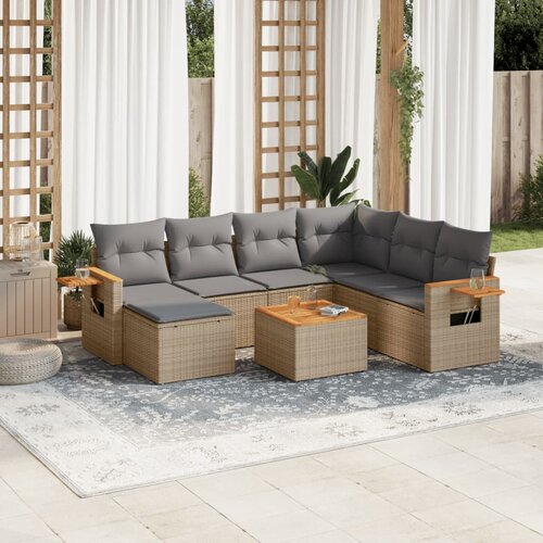 vidaXL 8-dijelni set vrtnih sofa od poliratana s jastucima bež Cijene