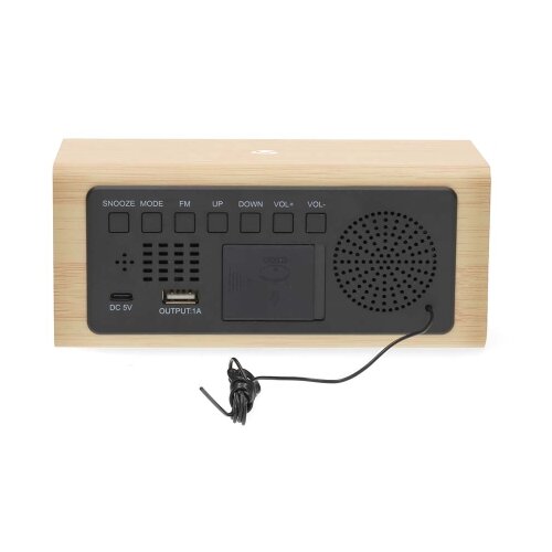 Nedis Digitalna FM budilka LED s snooze, datumom in termometrom, Bež, (5000232123) Slike
