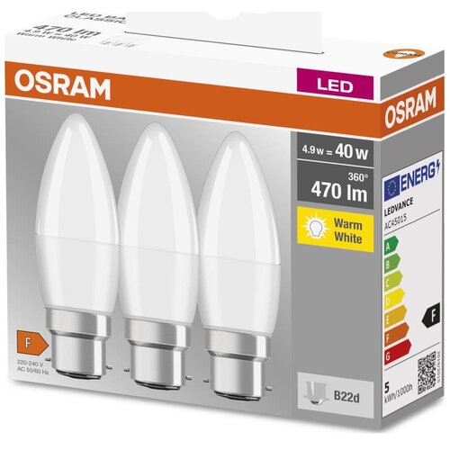 Osram set 3x led sijalice B38, grlo B22d, 4,9W, 230V, 3000K Cene
