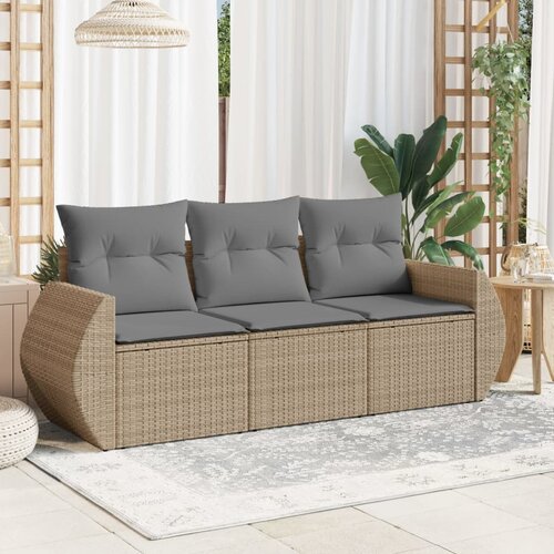 VidaXL 3-dijelni set vrtnih sofa od poliratana s jastucima bež Slike