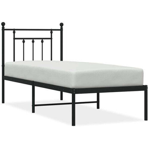 VidaXL Metalni okvir za krevet s uzglavljem crni 75x190 cm Slike