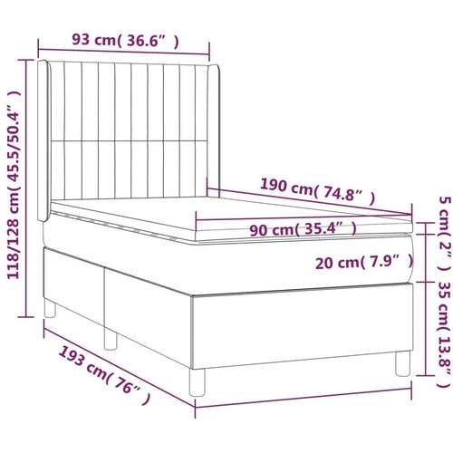  Krevet s oprugama i madracem smeđesivi 90x190 cm od tkanine Slike
