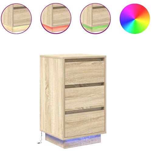 Maison Chic Nočna omarica - Nočna miza z LED svetili Sonoma Oak 38x34x65 cm, (21689367) Cene