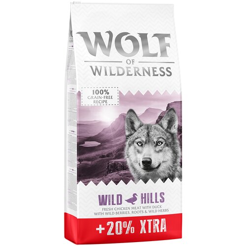 Wolf of Wilderness 12 kg + 2,4 kg gratis! 14,4 kg - brez žit - Wild Hills - raca Cene