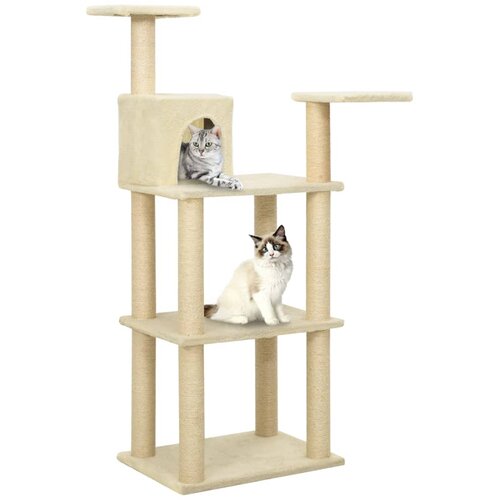 VidaXL penjalica za mačke sa stupovima za grebanje krem 119 cm Slike