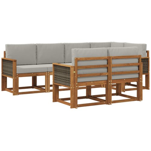 vidaXL Zunanja garnitura za sedenje 7 pcs Naravna in svetlo siva, (5000282533) Cene