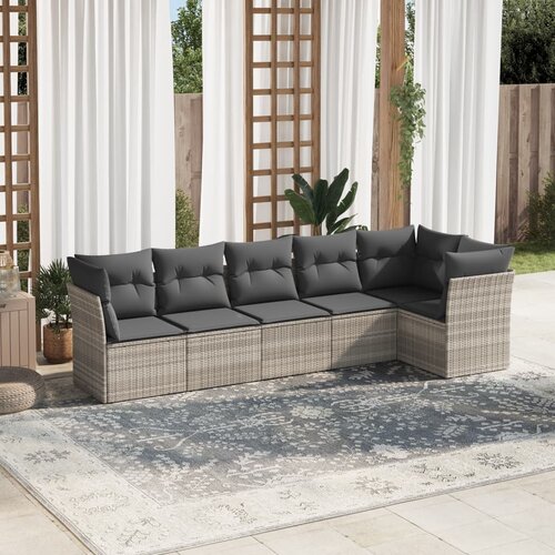 vidaXL 6-dijelni set vrtnih sofa od poliratana s jastucima svjetlosivi Cijene