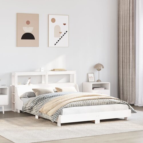 Furnova Posteljni okvir brez vzmetnice bel 135x190 cm trdna borovina, (21936662) Slike