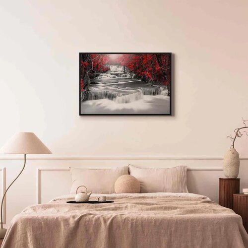  Slika - Cascade of Thoughts (1 Part) Wide Red 120x80 U crnom drvenom okviru Cijene