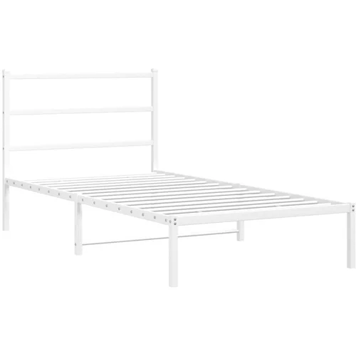 vidaXL Kovinski posteljni okvir z vzglavjem bel 100x200 cm, (21007055)