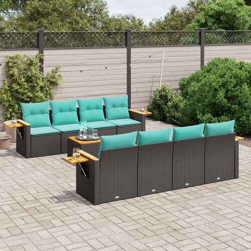  9-dijelni set vrtnih sofa od poliratana s jastucima crni Cijene