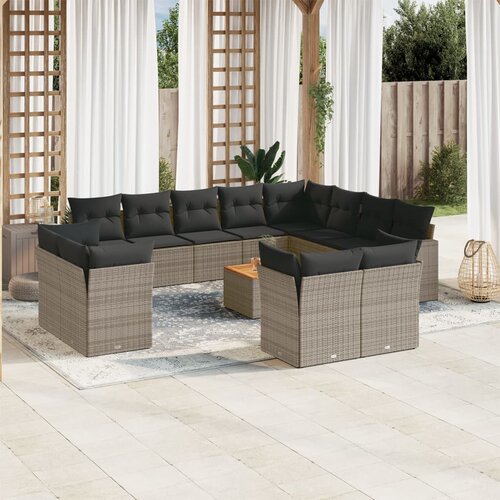 VidaXL 13-dijelni set vrtnih sofa od poliratana s jastucima sivi Slike
