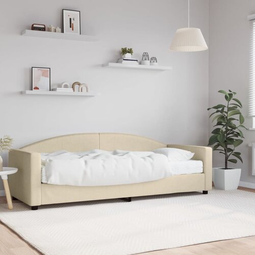  The Living Store Dnevna postelja z vzmetnico krem 80x200 cm blago - Dnevna Postelja Z Vzmetnico, (21450202) Slike