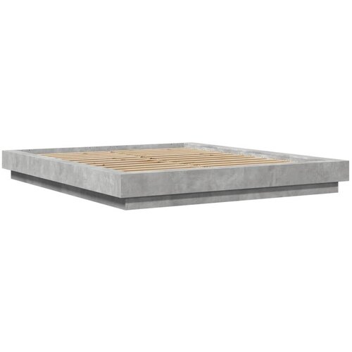 VidaXL Posteljni okvir z LED lučkami betonsko siv 150x200 cm inž. les, (21142755) Slike
