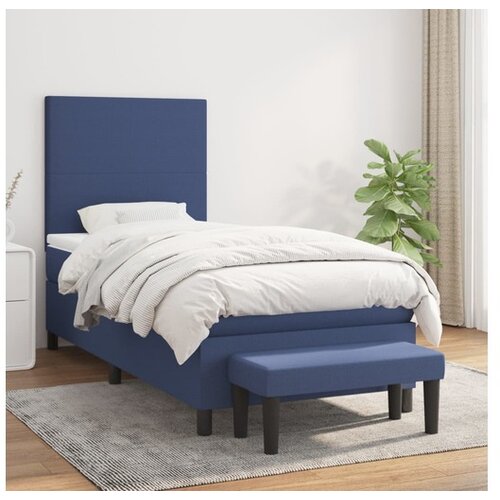 vidaXL Box spring postelja z vzmetnico modra 100x200 cm blag Cene
