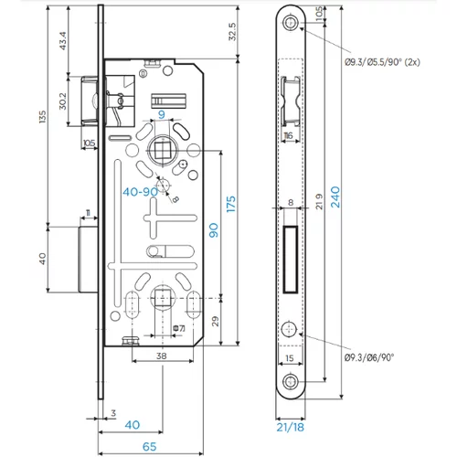 Titan Ključavnica za WC 806/40-90 (60,5 mm)