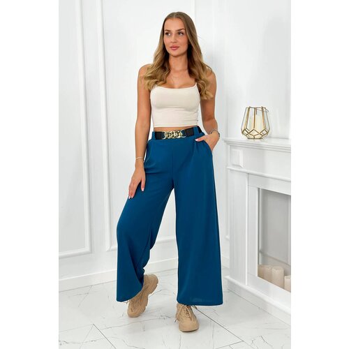 Kesi Viscose trousers with wide navy legs Slike